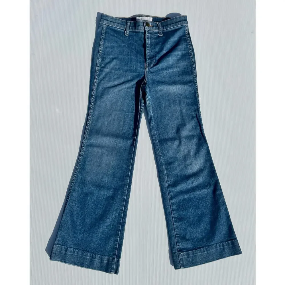 The Great. Sea Wide Leg High Rise Crop Jeans Women’s 26 Retro Boho Coastal Euro - Picture 12 of 15